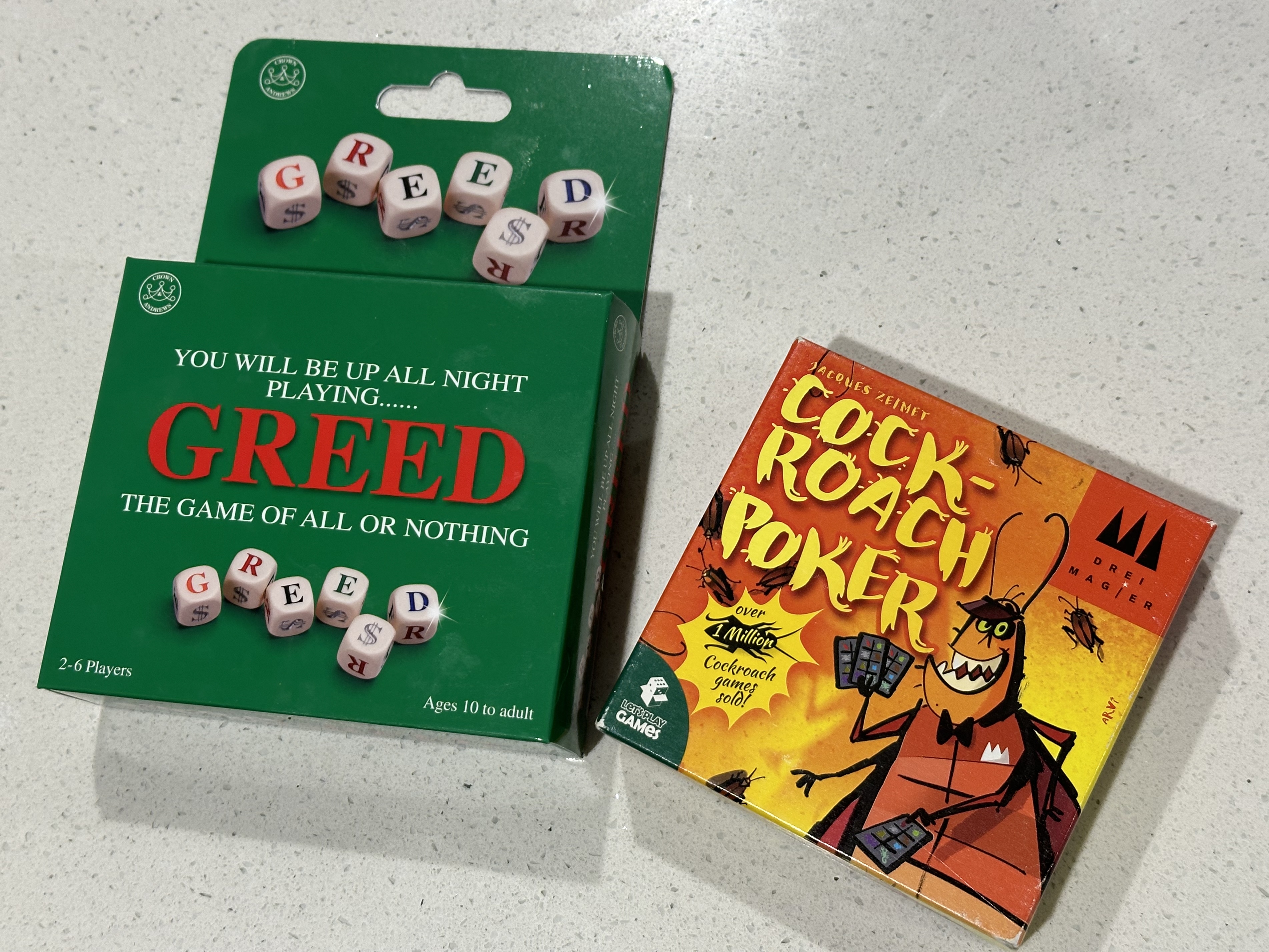 Greed and Cockroach Poker games