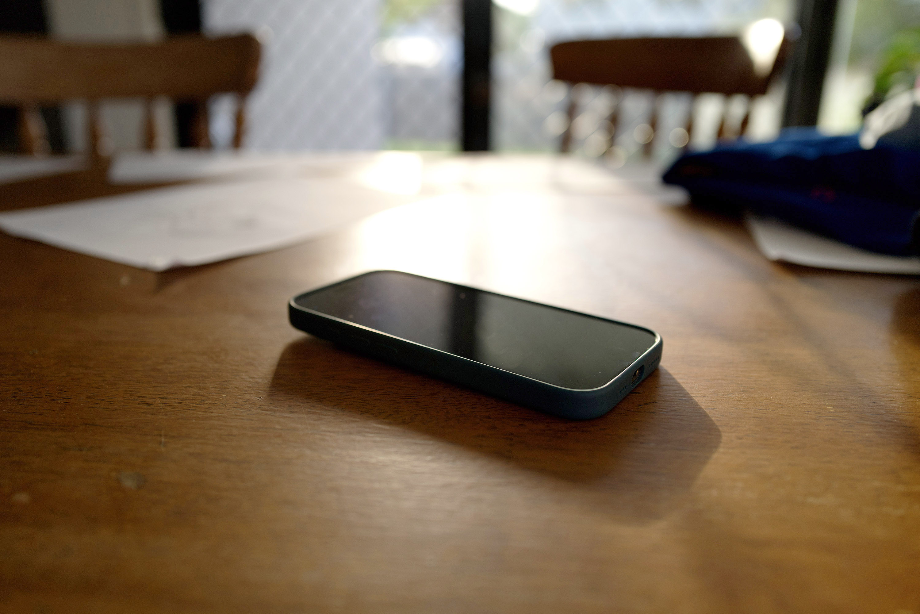 My phone on a table